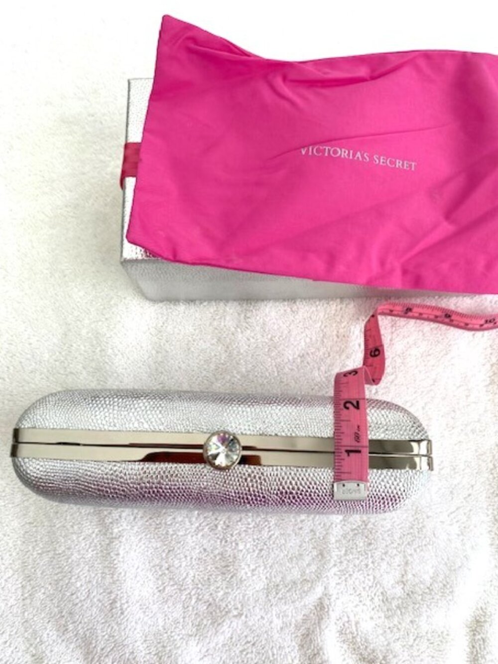 Victoria's Secret Clutch Silver Pink Sequin Bag Dust Cover - Picture 11 of 12